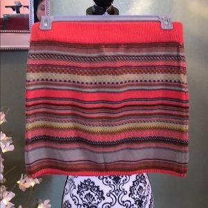 Orange knit mini skirt